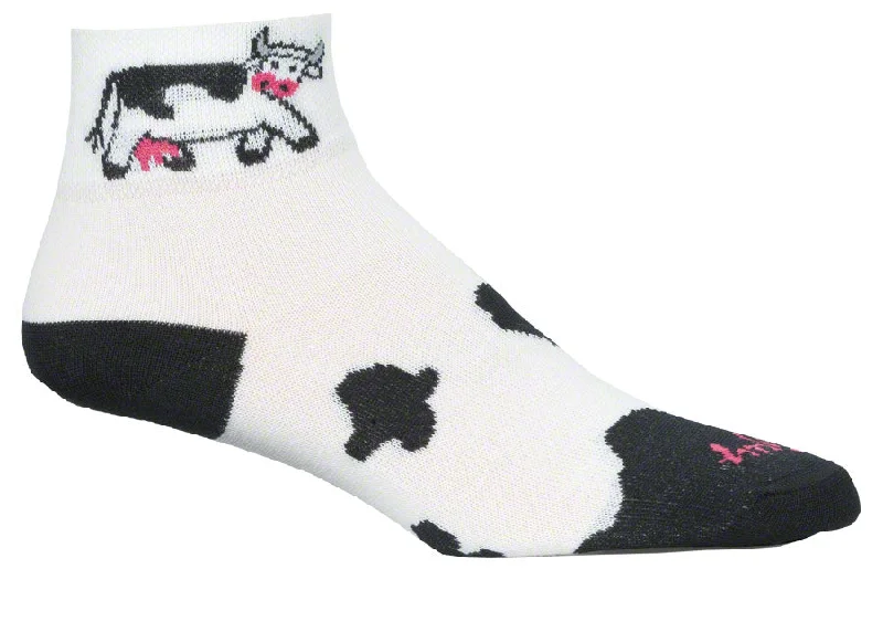 SockGuy Classic Cow Socks - 2" White Womens Small/Medium