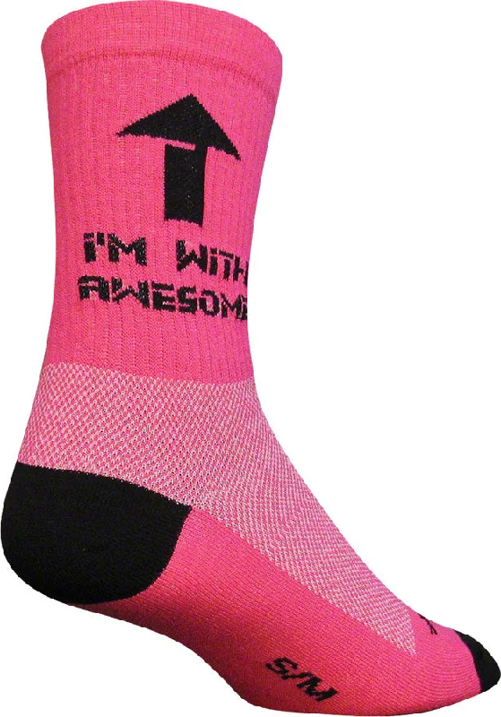 SockGuy Crew Im With Awesome Socks - 6" Pink Small/Medium