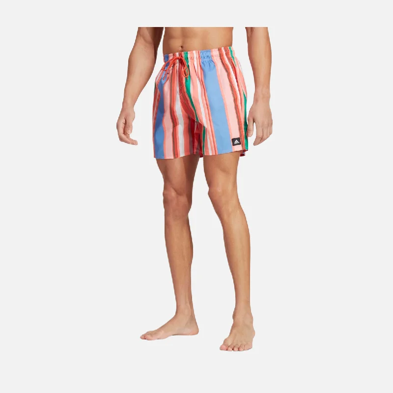 Adidas Striped Swim Mens Shorts -Coral fusion