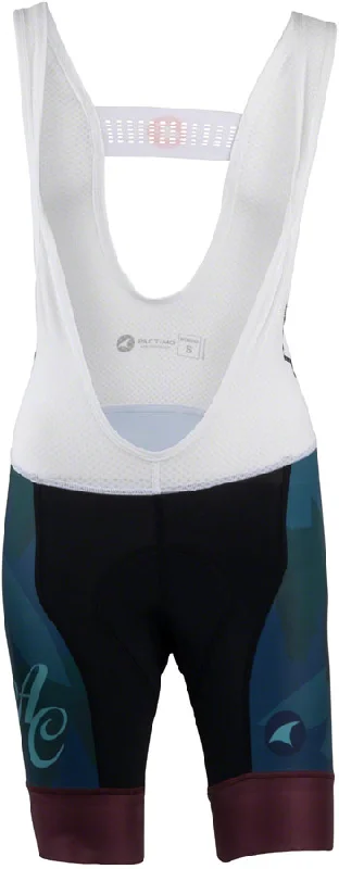 All-City Night Claw Womens Bib Short - BLK Dark Teal Spruce Green Mulberry Small