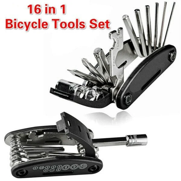 Portable Bike Cycling Repair Tool Set Kits 16 In 1 Multi-function Steel