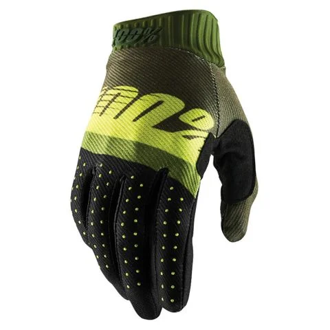 100% RIDEFIT GLOVES - ARMY GREEN/FLUO LIME