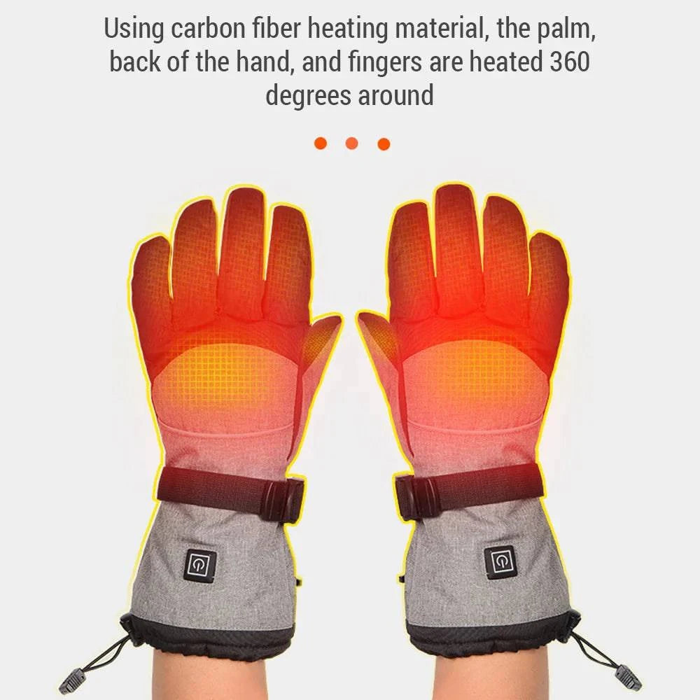 Electric Heated Gloves Waterproof Winter Gloves with 3 Heating Levels for Outdoor Sports Skiing Fishing Hunting