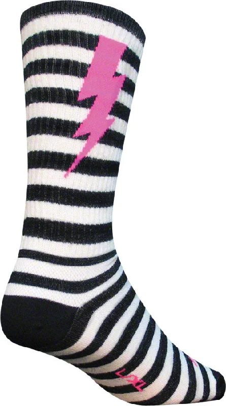 SockGuy Wool Lightning Socks - 8" Black/White Small/Medium