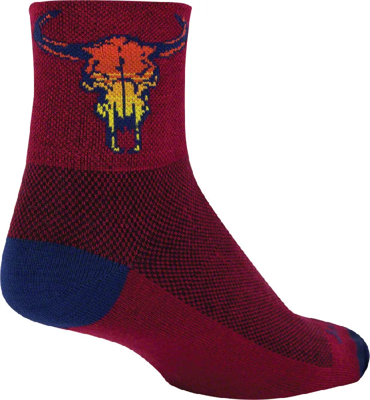 SockGuy Classic Desert Skull Socks - 3" Red Large/X-Large