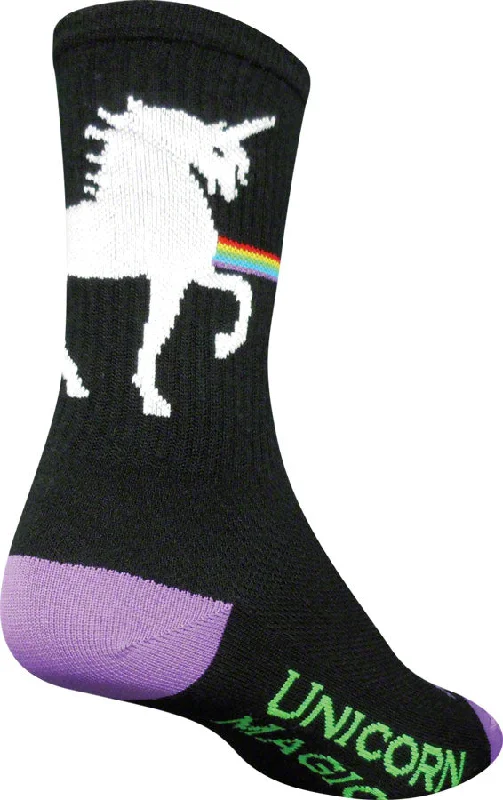 SockGuy Crew Unicorn Magic Socks - 6" Black Small/Medium