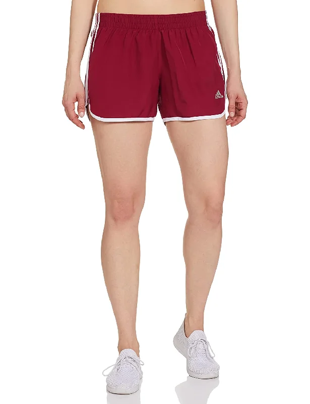 bicycle cleat responsiveness-Adidas Women's Flat Shorts -Legacy Burgundy/white