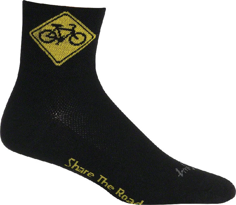 SockGuy Classic Share the Road Socks - 3" Black Small/Medium