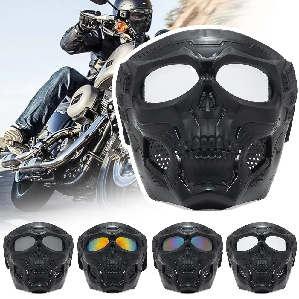 Cycling Colorful Goggles Motorcycle Skull Mask Outdoor windproof full face mask paintball game tactical protective helmet mask