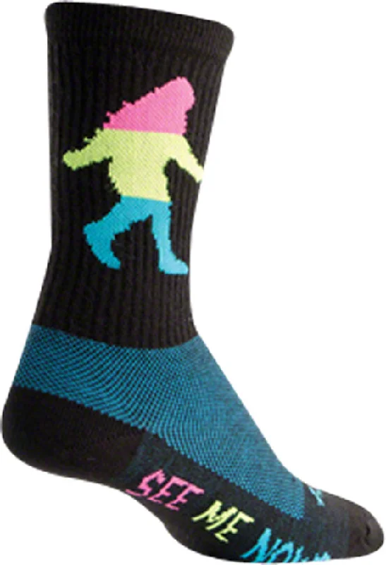 SockGuy Wool Neon Sasquatch Socks - 6" Black Small/Medium