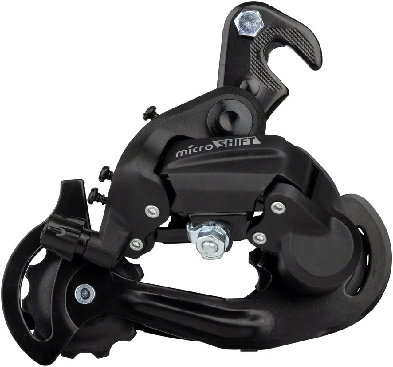 microSHIFT M21 Rear Derailleur - 67 Speed Short Cage Dropout Claw Hanger BLK