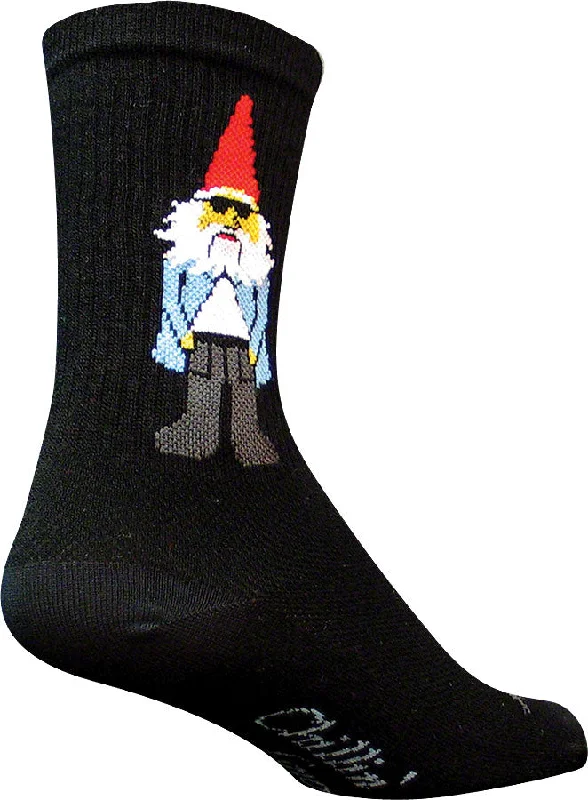 SockGuy Crew Gnomies Socks - 6" Black Small/Medium