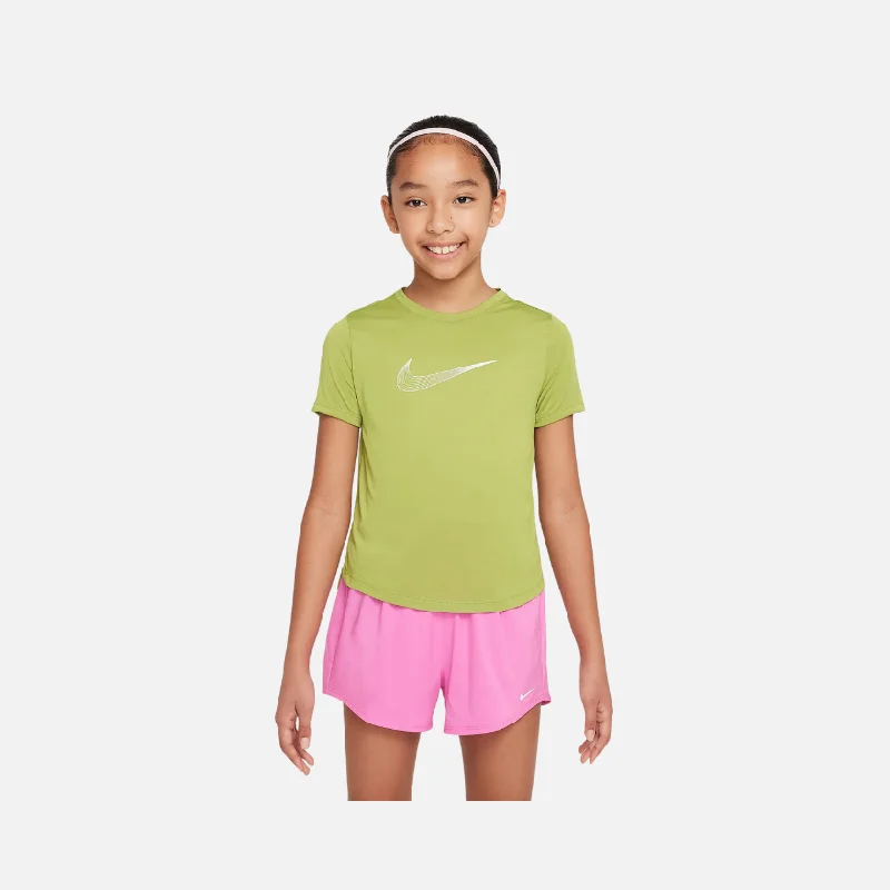 Nike One Older Kids (Girls) Dri-FIT Short-Sleeve Training Top -Pear/White