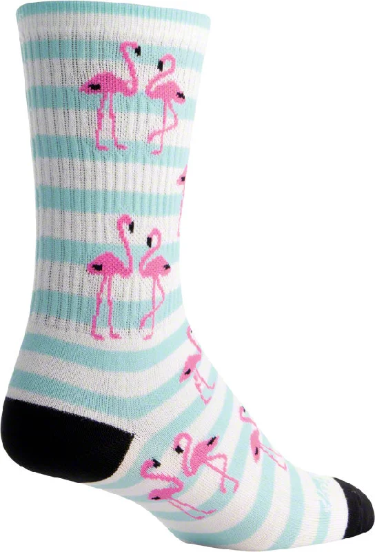 SockGuy Crew Flamingo Socks - 6" Blue Small/Medium