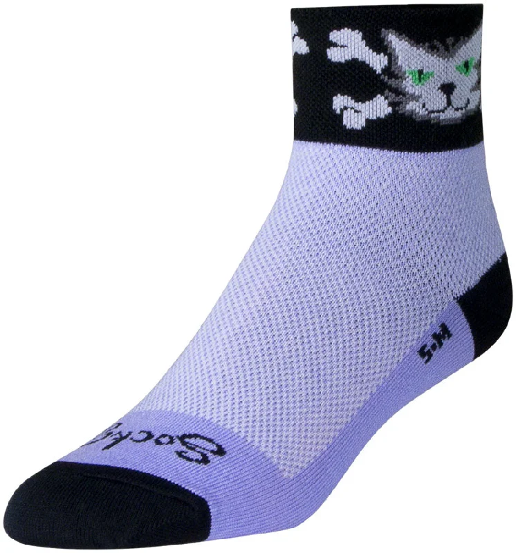 SockGuy Classic Bad Kitty Socks - 2" Purple Womens Small/Medium