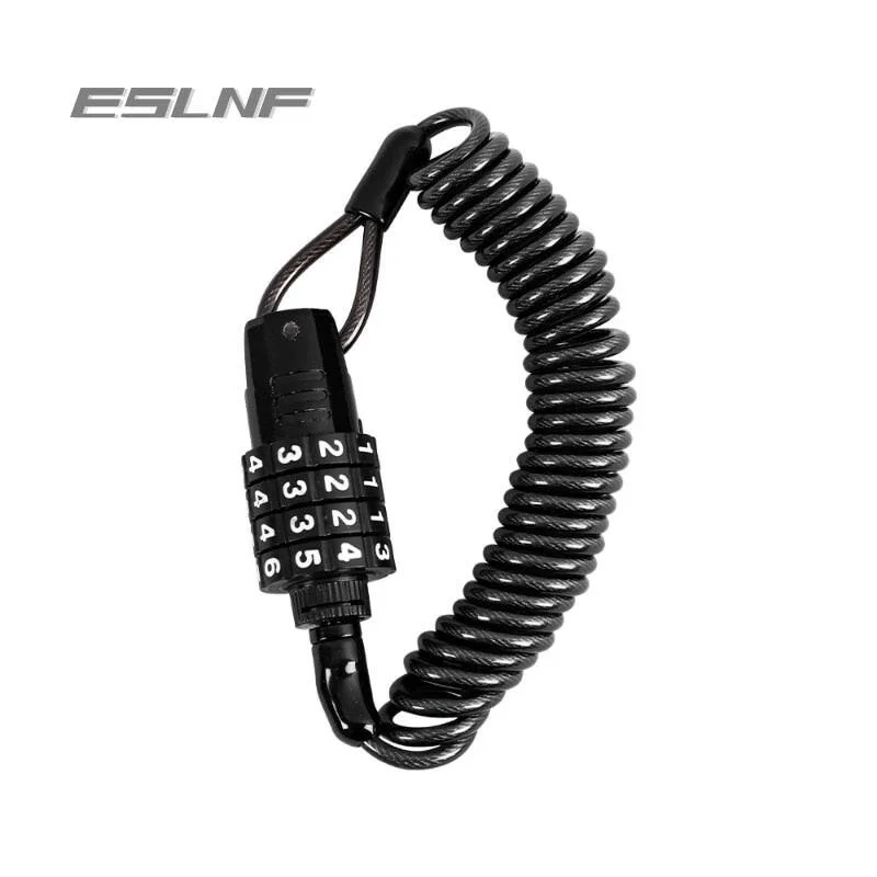 ESLNF Retractable Bike Helmet Lock Bike Helmet Lock Anti-theft Bike Lock Digital Combination Lock Wire Lock Bicycle Accessories