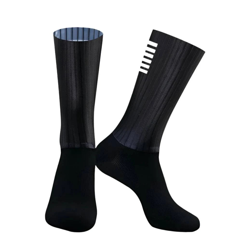 Cycling Aero Socks Anti Slip Silicone Summer Men Women Whiteline Bicycle Sport Running Bike Socks Calcetines Ciclismo